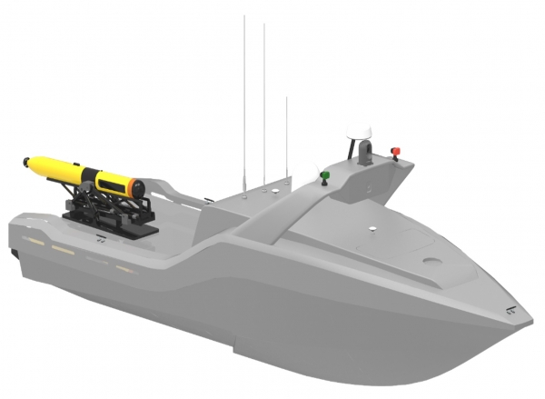 SAS AUV가 탑재된 무인잠수정(USV)